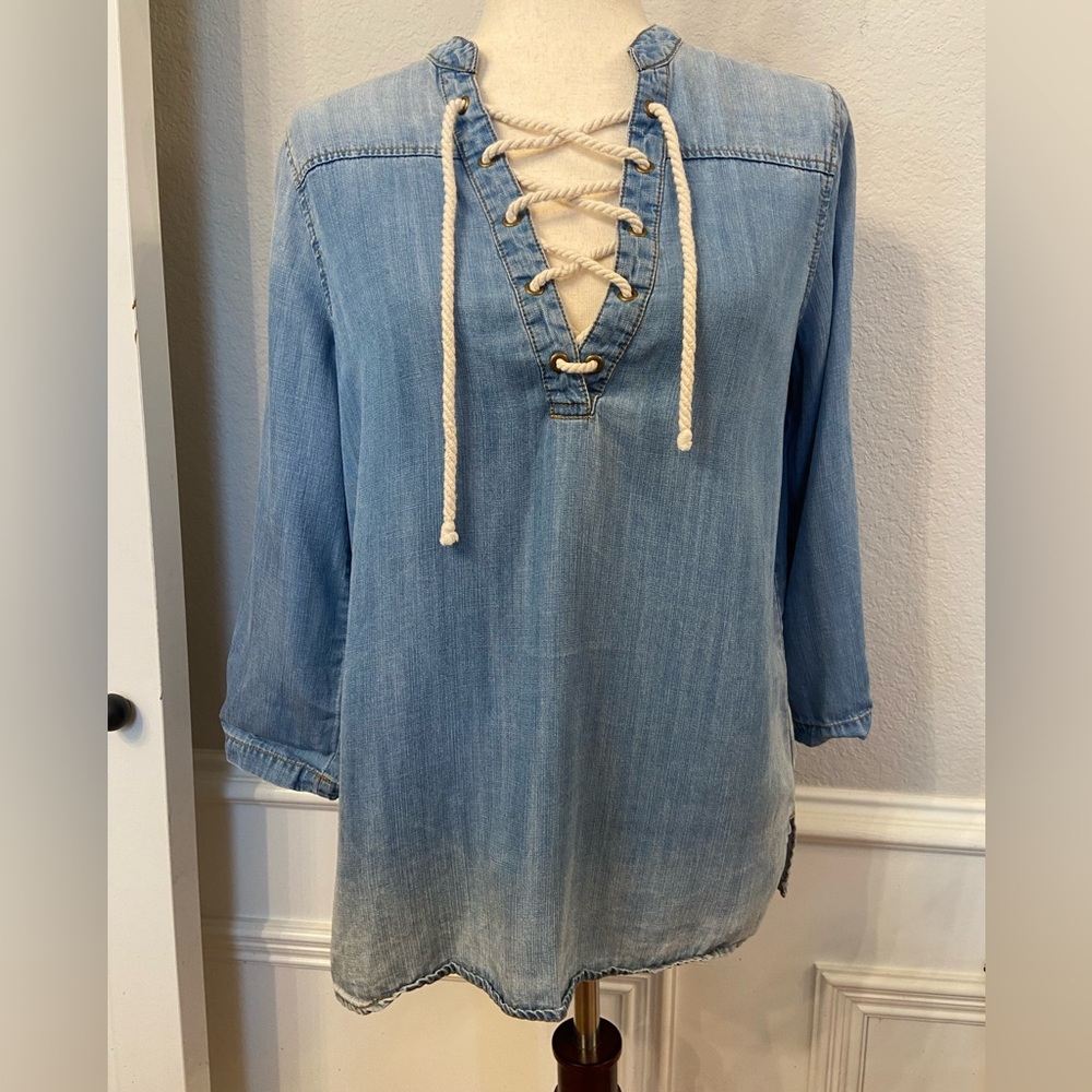 By Together Tencel Lace Up Shirt size Medium